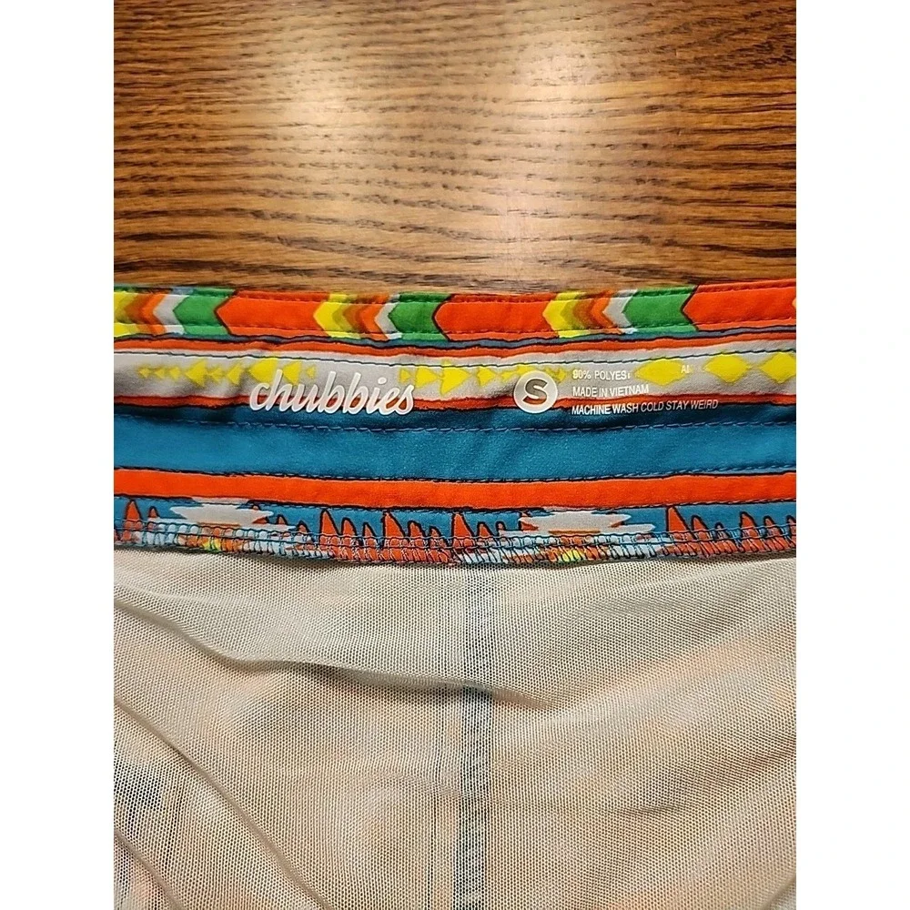 Chubbies‎ Swim Trunks Men's Small Neon Aztec Hybrid Board Shorts 6